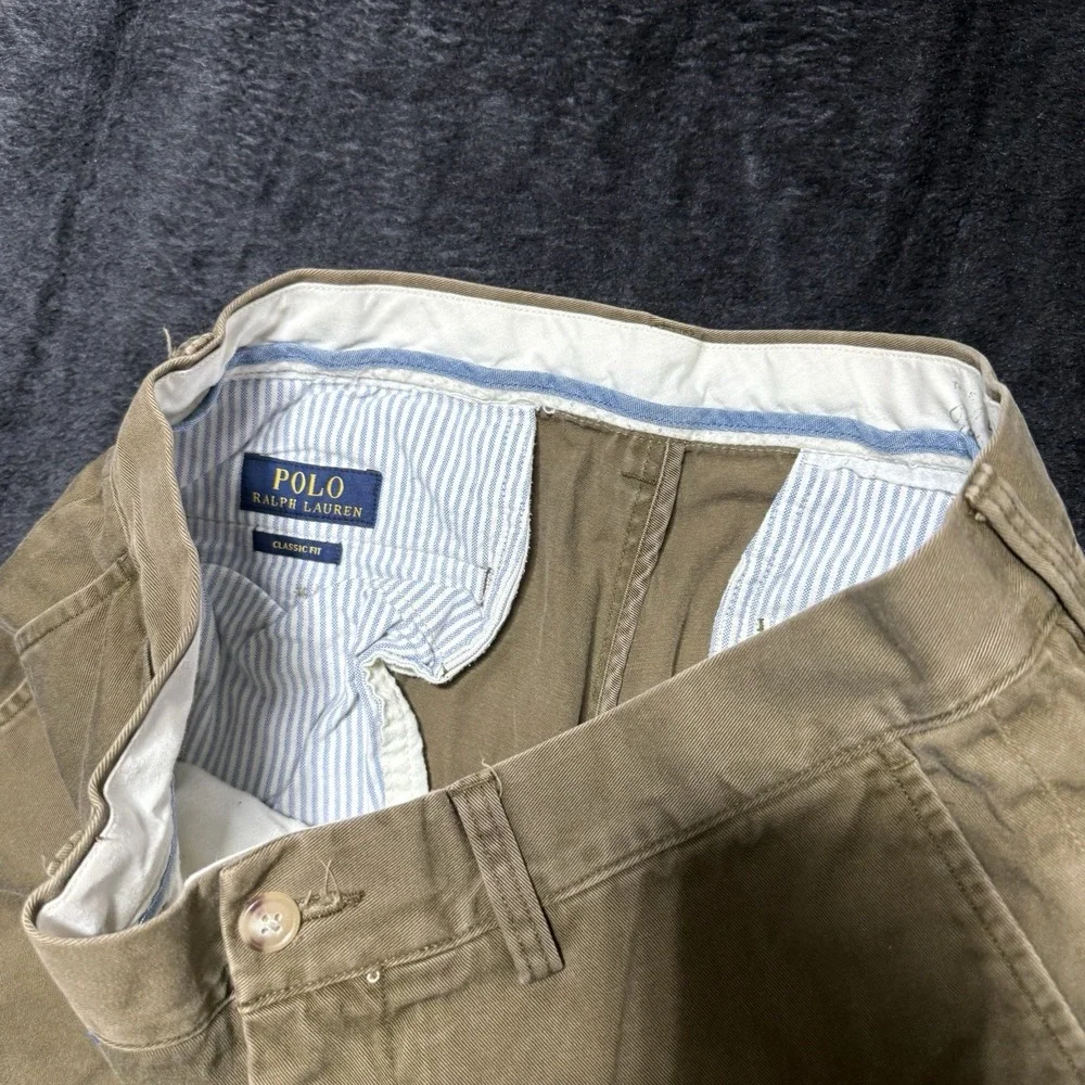 Polo Ralph Lauren Classic Fit Chino Pants Mens 32x32 Actual 33x31 Flat Front Tan